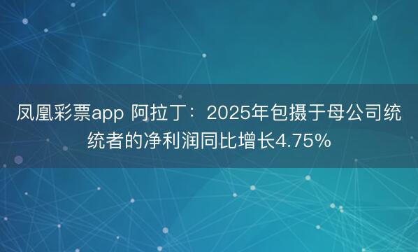 凤凰彩票app 阿拉丁：2025年包摄于母公司统统者的净利润同比增长4.75%
