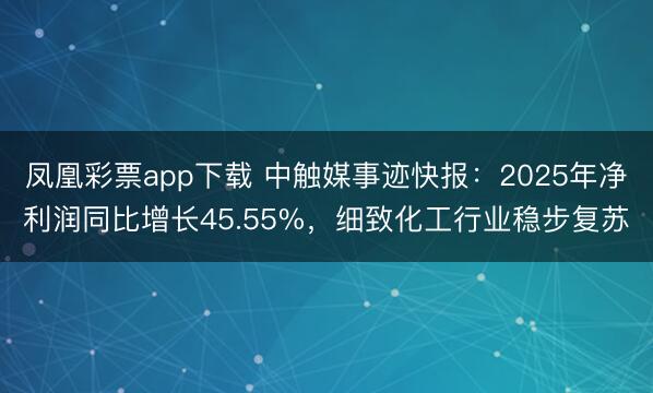 凤凰彩票app下载 中触媒事迹快报：2025年净利润同比增长45.55%，细致化工行业稳步复苏