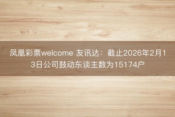 凤凰彩票welcome 友讯达：截止2026年2月13日公司鼓动东谈主数为15174户