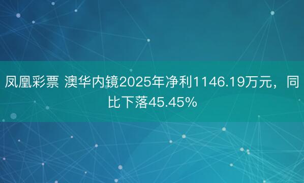 凤凰彩票 澳华内镜2025年净利1146.19万元，同比下落45.45%